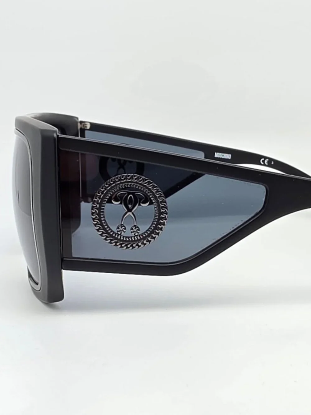 Moschino MOS021 Matte Black Frame Grey Lens Oversized Aviator Sunglasses w/ Case
